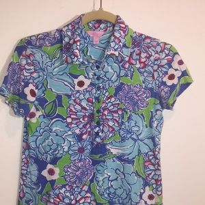 Lilly Pulitzer GUC  Blue Polo cotton top 🧜‍♀️